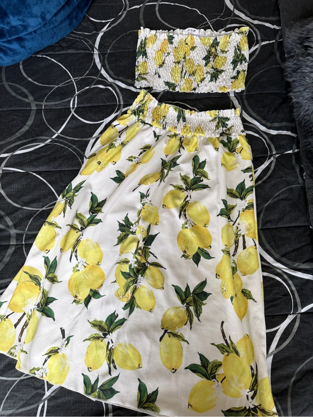 Lemon Print Smocked Two-Piece Set